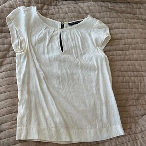 Zara Basic Cream Short Sleeve Top